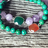 Bracelet Turquoise verte + Cornaline + Argent massif