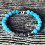 Bracelet Argent massif + Quartz bleu + Labradorite