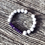 Bracelet Howlite + Améthyste + Argent massif