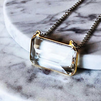 • NUAGE • Le collier Argent Massif + Or + Cristal de roche