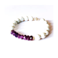 Bracelet Howlite + Améthyste + Argent massif