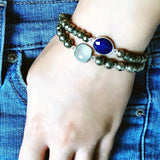 Bracelet Lapis-lazuli + Argent massif + Pyrite