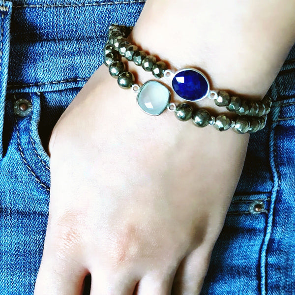 Bracelet perles Lapis lazuli 2mm et Argent 925 - Mia