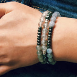 Bracelet Quartz nuage + Argent massif + Hématite