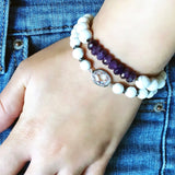Bracelet Howlite + Améthyste + Argent massif