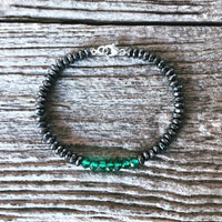 Bracelet fin Quartz vert + Hématite