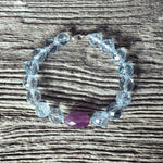 Bracelet Améthyste + Argent massif + Quartz bleu