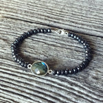 Bracelet Labradorite + Argent massif + Hématite