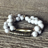 Bracelet Pyrite + Howlite + Argent massif