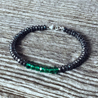 Bracelet fin Quartz vert + Hématite