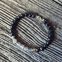 Bracelet Quartz nuage + Argent massif + Hématite