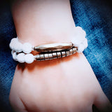 Bracelet Pyrite + Howlite + Argent massif