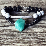 Bracelet Amazonite + Hématite + Argent massif