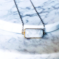 • AIR • Le collier Argent Massif + Or + Pierre de Lune