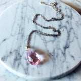 • ABSOLUE • Le collier Topaze rose + Or + Argent massif