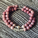 Bracelet Rhodonite + Argent massif