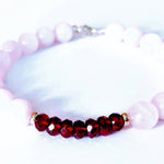 Bracelet Argent massif + Grenat + Kunzite