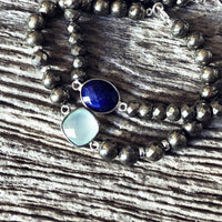 Bracelet Lapis-lazuli + Argent massif + Pyrite