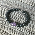 Bracelet Argent massif + Améthyste + Hématite