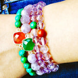 Bracelet Turquoise verte + Cornaline + Argent massif