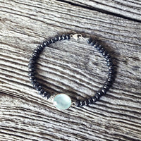 Bracelet Calcédoine + Argent massif + Hématites