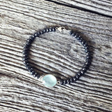 Bracelet Calcédoine + Argent massif + Hématites