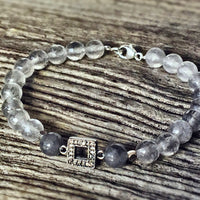 Bracelet Quartz nuage + Argent massif pavé de topaze