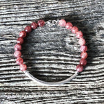 Bracelet Quartz fraise + Argent Massif gravé